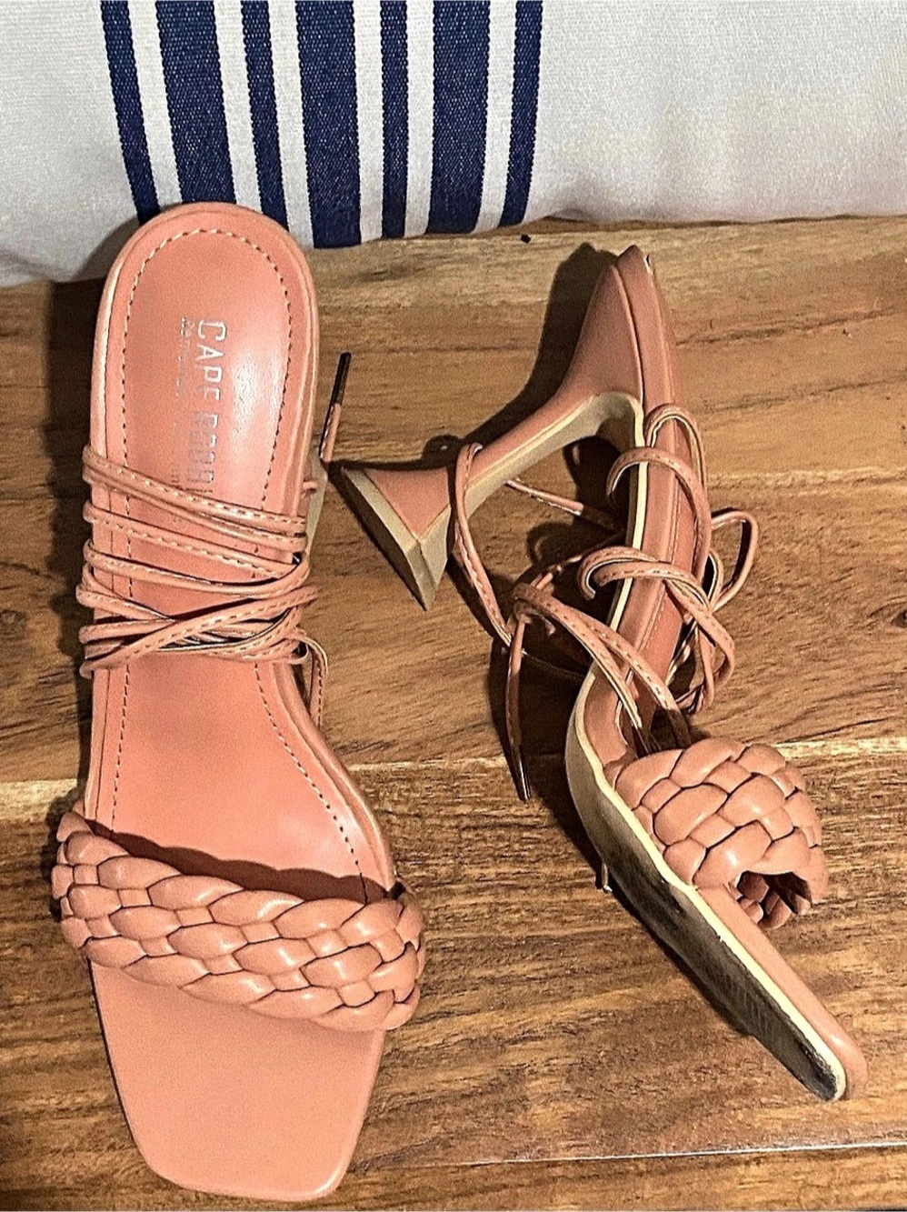 Cape Robbin Braided Lace-Up Sandals in Pink US 8